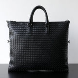 Italy Lambskin Leather Tote Black, Large Intrecciato Leather Bag, Quilted Elegant Tote in Trendy, Boutique Bag, Classic Gift to Her