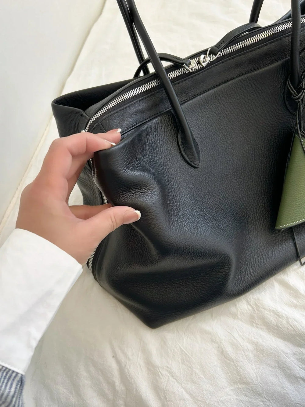 Luxury Cowhide Leather Tote Bag for Women — Handcrafted Large Shoulder Work Satchel with Laptop Compartment | Office, Travel & Everyday Carry