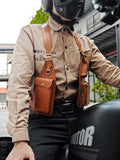 Genuine Crazy Horse Leather Chest Rig Harness Bag for Men — Handcrafted Dual Shoulder Holster Vest with Multi-Pocket | Retro Motorcycle & Daily Carry