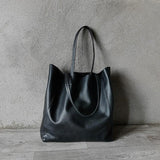 Large Soft Cowhide Leather Tote | Minimalist Oversized Shopper with Removable Inner Pouch