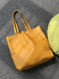 Large Soft Cowhide Leather Tote | Minimalist Oversized Shopper with Removable Inner Pouch