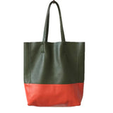 Custom Handcrafted Soft Grain Cowhide Leather Tote | Large Two-Tone Shoulder Bag for Laptop & Travel