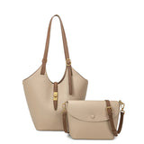 Minimalist Pebbled Leather Tote Bag with Pouch | Large Shoulder Laptop Bucket Bag (2 In 1)