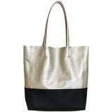 Custom Handcrafted Soft Grain Cowhide Leather Tote | Large Two-Tone Shoulder Bag for Laptop & Travel