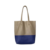 Custom Handcrafted Soft Grain Cowhide Leather Tote | Large Two-Tone Shoulder Bag for Laptop & Travel