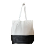 Custom Handcrafted Soft Grain Cowhide Leather Tote | Large Two-Tone Shoulder Bag for Laptop & Travel