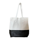 Custom Handcrafted Soft Grain Cowhide Leather Tote | Large Two-Tone Shoulder Bag for Laptop & Travel