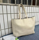 Large Soft Cowhide Leather Tote | Minimalist Oversized Shopper with Removable Inner Pouch