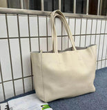Large Soft Cowhide Leather Tote | Minimalist Oversized Shopper with Removable Inner Pouch