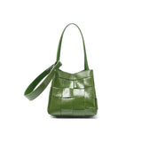 Women's Soft Luxurious Calfskin Leather Handwoven Bucket Shoulder Bag, Crossbody Bag