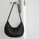 Artisanal Braided Leather Basket Bag, Handwoven Leather Hobo Bag, Full Grain Underarm Bag