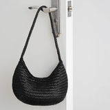 Artisanal Braided Leather Summer Crescent, Handwoven Leather Hobo Bag, Full Grain Underarm Bag