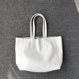Large Soft Cowhide Leather Tote | Minimalist Oversized Shopper with Removable Inner Pouch