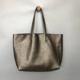 Large Soft Cowhide Leather Tote | Minimalist Oversized Shopper with Removable Inner Pouch