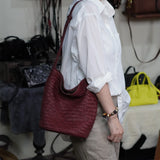 Handwoven Full Grain Leather Bucket Bag | Stylish Shoulder Bag for Women | Leather Beach Bag