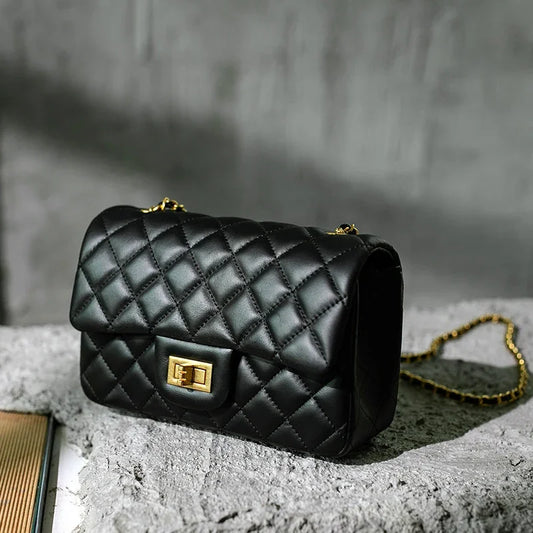 Classic Caviar/Lambskin Flap Bag with Chain Ball | Genuine Caviar Leather Crossbody Bag, Leather Shoulder Purse, Chain Strap Lock Bag, Christmas Gift