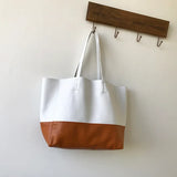 Custom Handcrafted Soft Grain Cowhide Leather Tote | Large Two-Tone Shoulder Bag for Laptop & Travel
