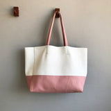 Custom Handcrafted Soft Grain Cowhide Leather Tote | Large Two-Tone Shoulder Bag for Laptop & Travel