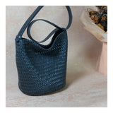 Handwoven Full Grain Leather Bucket Bag | Stylish Shoulder Bag for Women | Leather Beach Bag