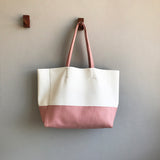 Custom Handcrafted Soft Grain Cowhide Leather Tote | Large Two-Tone Shoulder Bag for Laptop & Travel