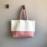 Custom Handcrafted Soft Grain Cowhide Leather Tote | Large Two-Tone Shoulder Bag for Laptop & Travel
