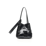 Women's Soft Luxurious Calfskin Leather Handwoven Bucket Shoulder Bag, Crossbody Bag - Image 2