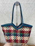 Handwoven Full Grain Leather Tote Bag for Women | Multicolor Bohemian Braided Basket Shoulder Bag | Spring Summer Market Bag