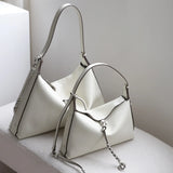 Luxury Cowhide Leather Hobo Bag | Soft Leather Shoulder & Crossbody Purse