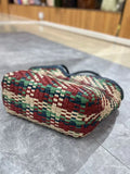 Handwoven Full Grain Leather Tote Bag for Women | Multicolor Bohemian Braided Basket Shoulder Bag | Spring Summer Market Bag