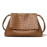 Luxury Handwoven Lambskin Crossbody Bag, Soft Leather Hobo Bag, Designer Craftsmanship Woven Flap Tote for Women