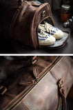 Men’s Full Grain Leather Travel Duffel, Large Crazy Horse Leather Carry-On Bag for Business, Leather Weekender, Camping & Short Trips