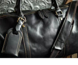 Men’s Full Grain Leather Travel Duffel, Large Crazy Horse Leather Carry-On Bag for Business, Leather Weekender, Camping & Short Trips