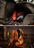 Men's Vintage Full-Grain Leather Sling Bag, Handmade Casual Large Crossbody Chest Pack, Convertible Backpack