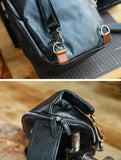 Men's Vintage Full-Grain Leather Sling Bag, Handmade Casual Large Crossbody Chest Pack, Convertible Backpack