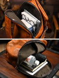 Men's Vintage Full-Grain Leather Sling Bag, Handmade Casual Large Crossbody Chest Pack, Convertible Backpack