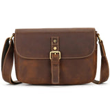 Men's Crazy Horse Leather Crossbody Bag | Vintage Full Grain Cowhide Satchel & Flap Bag