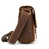 Men's Crazy Horse Leather Crossbody Bag | Vintage Full Grain Cowhide Satchel & Flap Bag