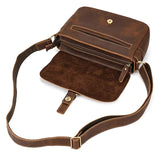Men's Crazy Horse Leather Crossbody Bag | Vintage Full Grain Cowhide Satchel & Flap Bag