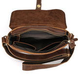 Men's Crazy Horse Leather Crossbody Bag | Vintage Full Grain Cowhide Satchel & Flap Bag