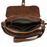 Men's Crazy Horse Leather Crossbody Bag | Vintage Full Grain Cowhide Satchel & Flap Bag