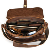 Men's Crazy Horse Leather Crossbody Bag | Vintage Full Grain Cowhide Satchel & Flap Bag
