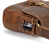 Men's Crazy Horse Leather Crossbody Bag | Vintage Full Grain Cowhide Satchel & Flap Bag
