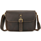 Men's Crazy Horse Leather Crossbody Bag | Vintage Full Grain Cowhide Satchel & Flap Bag