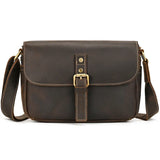 Men's Crazy Horse Leather Crossbody Bag | Vintage Full Grain Cowhide Satchel & Flap Bag
