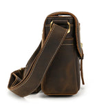 Men's Crazy Horse Leather Crossbody Bag | Vintage Full Grain Cowhide Satchel & Flap Bag