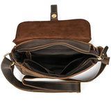 Men's Crazy Horse Leather Crossbody Bag | Vintage Full Grain Cowhide Satchel & Flap Bag