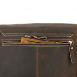 Men's Crazy Horse Leather Crossbody Bag | Vintage Full Grain Cowhide Satchel & Flap Bag