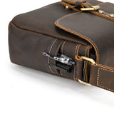 Men's Crazy Horse Leather Crossbody Bag | Vintage Full Grain Cowhide Satchel & Flap Bag