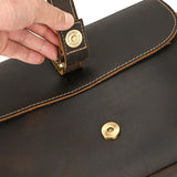 Men's Crazy Horse Leather Crossbody Bag | Vintage Full Grain Cowhide Satchel & Flap Bag
