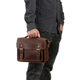 Men's Crazy Horse Leather Crossbody Bag | Vintage Full Grain Cowhide Satchel & Flap Bag